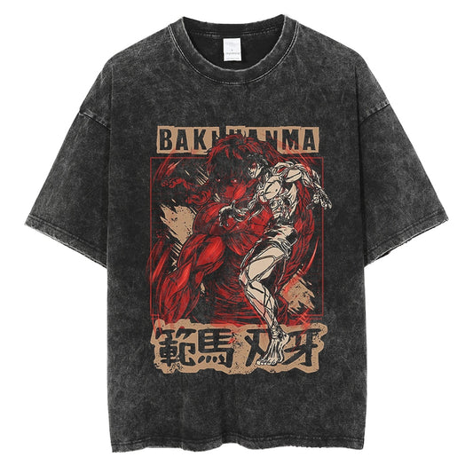 Baki Fight Oversized Vintage T Shirt