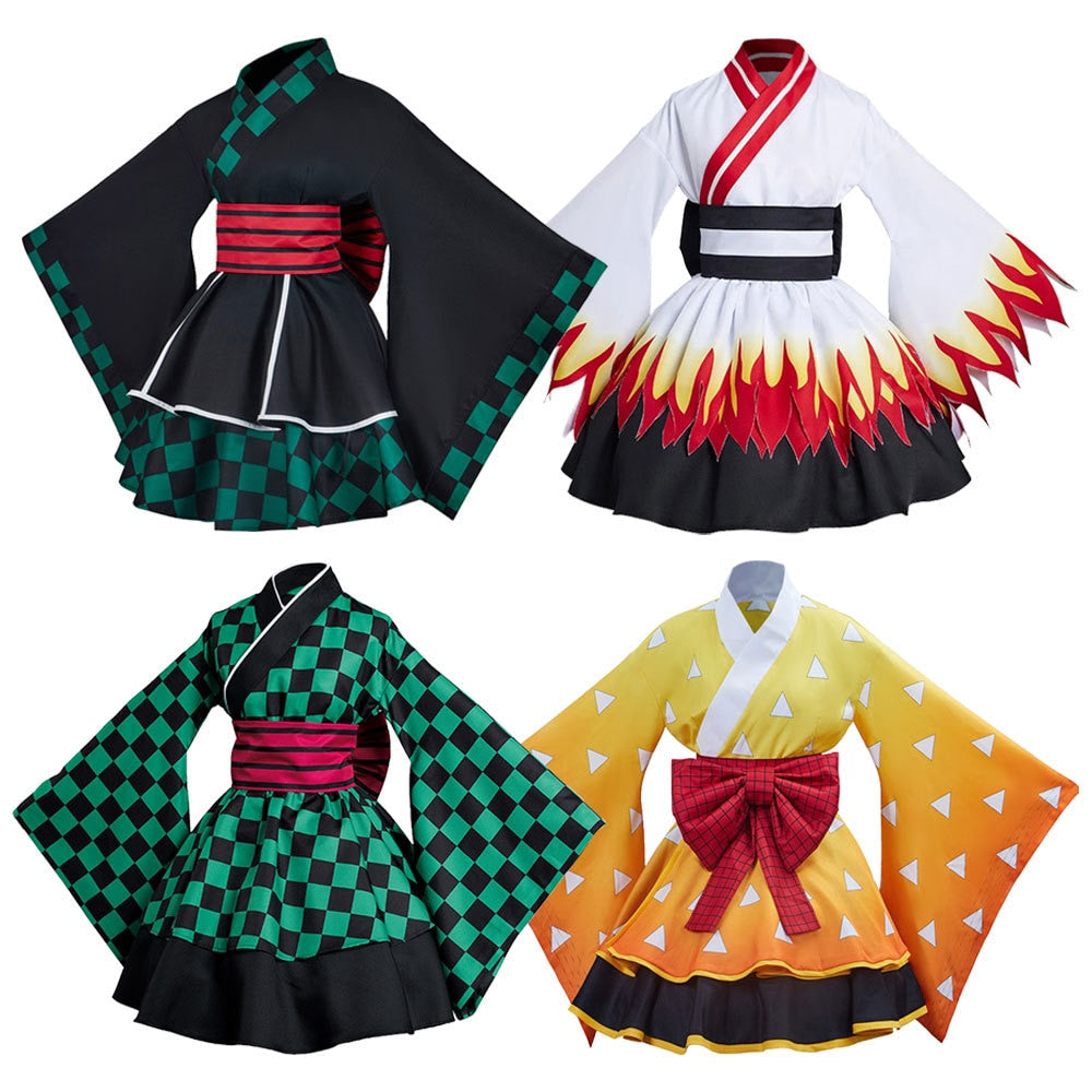 Tanjiro, Zenitsu Rengoku Womens Style Kimono Cosplay