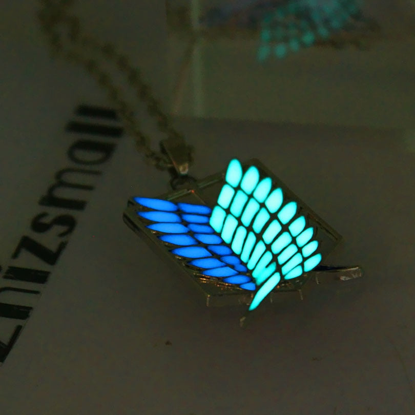Attack on Titan Glowing Necklace Pendants Wings Of Liberty Glow in the Dark