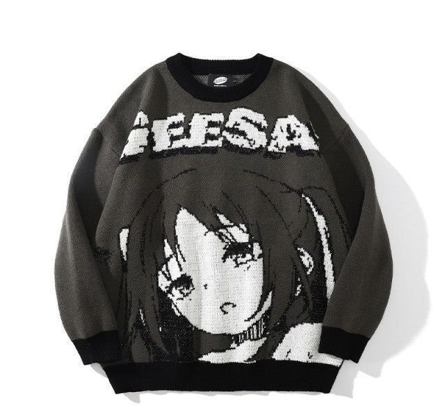 GEESA Oversized Anime Crewneck Sweater
