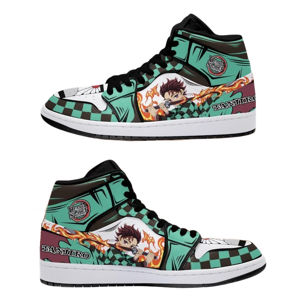Tanjiro Dance of the Fire God High Tops (Up to size 14 US Men)